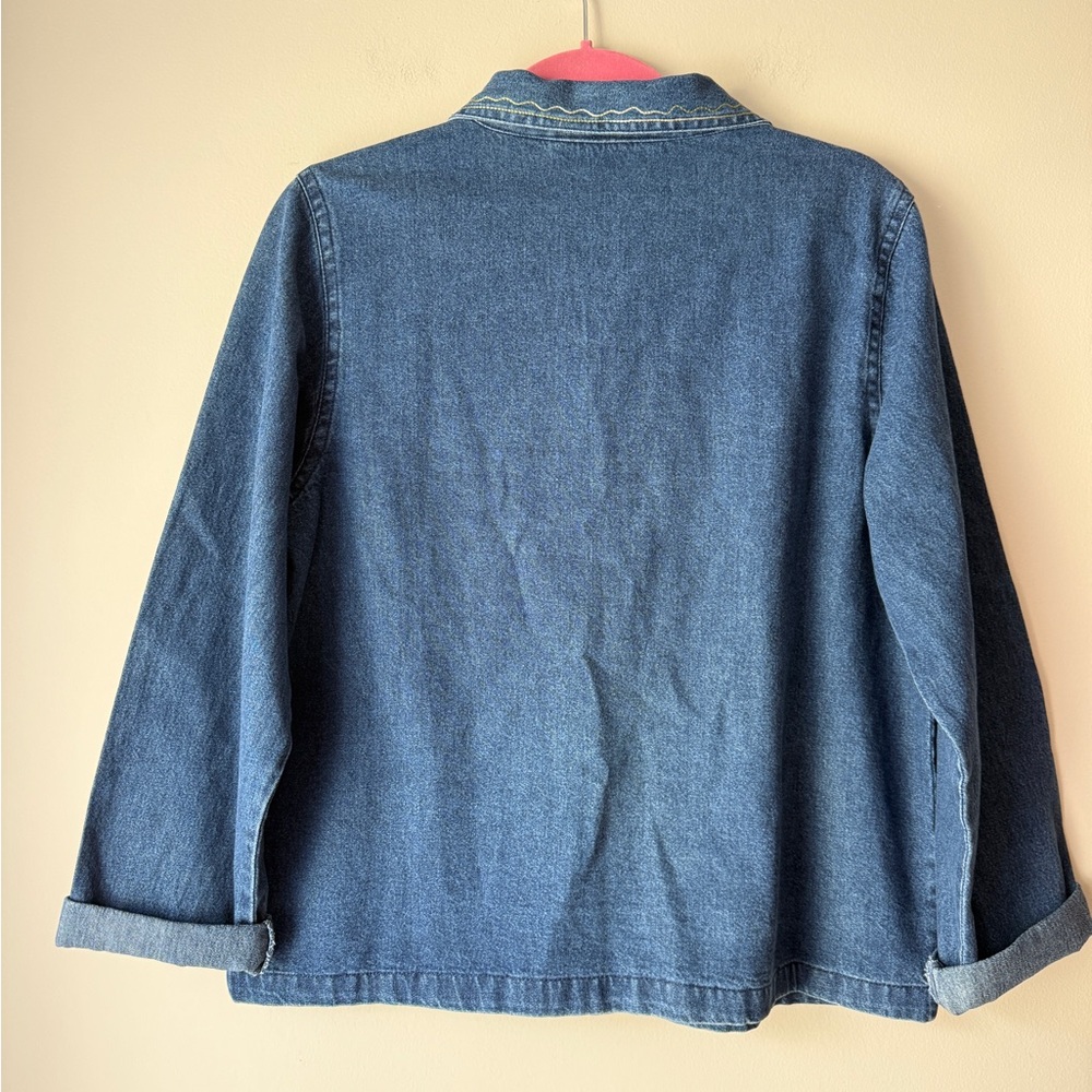 Vintage Embroidered Floral Denim Button Down Shirt - Picture 7 of 8